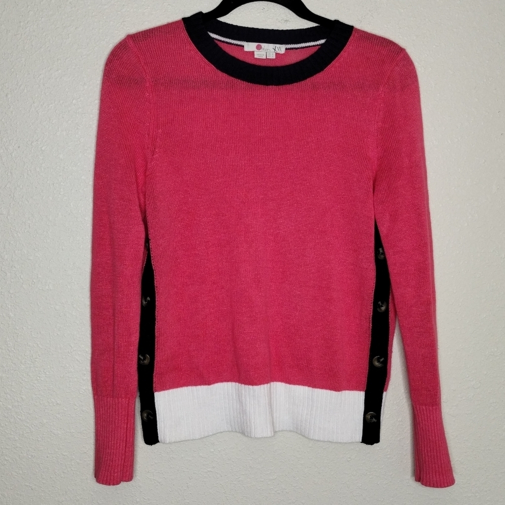 Boden Navy and Pink Color Block Knit Sweater Women's Size 2